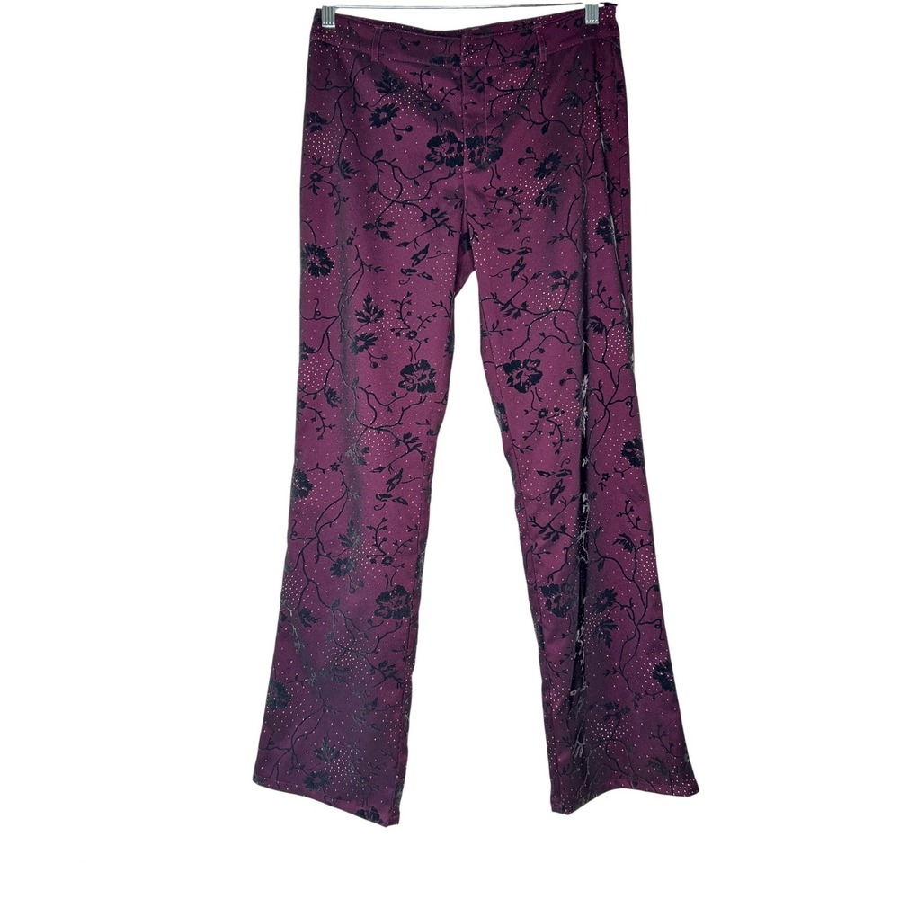 Vintage GUESS USA Velvet Burn-Out Glitter Pants Y2K Bootcut Size 31 Witchy Rare